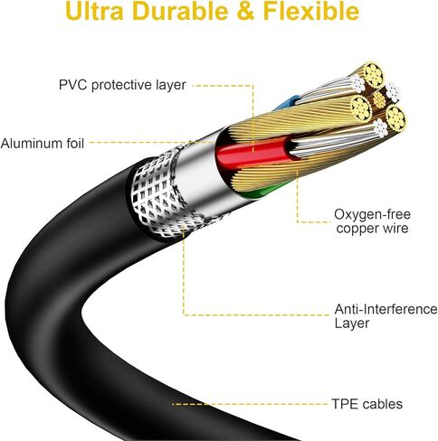كابل صوت Lusgawer 3.5 ملم متوافق مع SteelSeries Arctis Nova 1، Nova 3، سماعة رأس Nova Pro للألعاب، سلك كابل تمديد صوتي بديل (أسود، 1.5 متر/4.9 قدم) in Kuwait
