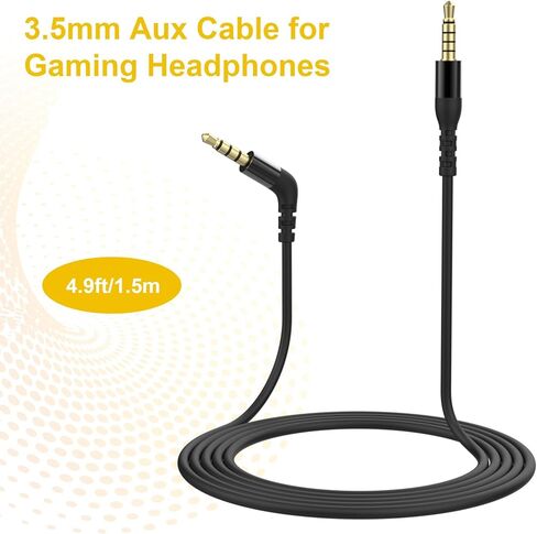 كابل صوت Lusgawer 3.5 ملم متوافق مع SteelSeries Arctis Nova 1، Nova 3، سماعة رأس Nova Pro للألعاب، سلك كابل تمديد صوتي بديل (أسود، 1.5 متر/4.9 قدم) in Kuwait