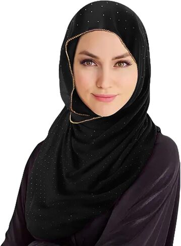 Piwag الحجاب وشاح للنساء لينة الشيفون حجر الراين وشاح طويل شال موضة مسلم الحجاب رئيس التفاف الأوشحة in Kuwait