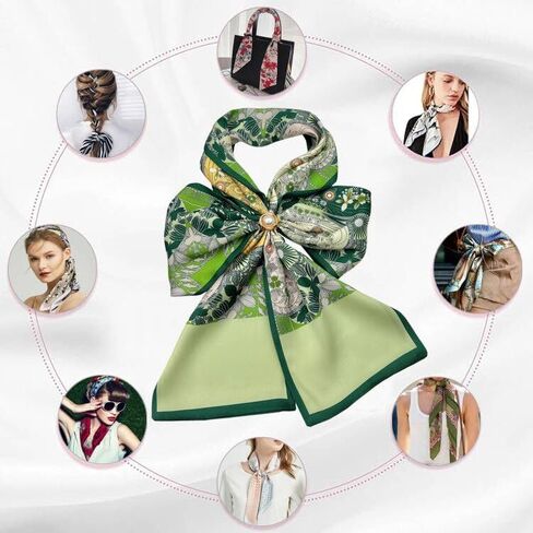 Do-Dottii 59 "* 5.9" وشاح للشعر للنساء موضة حريري الساتان الحجاب المرأة تنفس خفيفة الوزن الرقبة الأوشحة in Kuwait