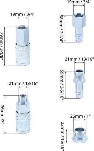 QWORK High-Flow G-Style 5-Piece Coupler and Plug Kit with Air Hose Reducer Bushing Set - 1/2" NPT, 99 SCFM, 300 PSI - Ideal for Pneumatic Applications in Automotive and Industrial Settings in Saudi Arabia