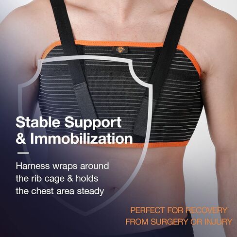 Armor Adult Unisex Chest Support Brace to Stabilize the Thorax after Open Heart Surgery, Thoracic Procedure, or Fractures of the Sternum or Rib Cage, Black Color, Size Small, for Men and Women in Saudi Arabia