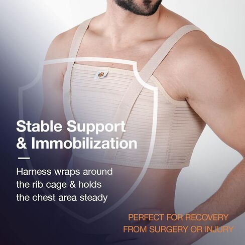 Armor Adult Unisex Chest Support Brace to Stabilize the Thorax after Open Heart Surgery, Thoracic Procedure, or Fractures of the Sternum or Rib Cage, Black Color, Size Small, for Men and Women in Saudi Arabia