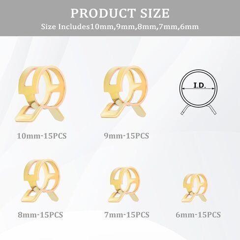 Spring Hose Clamp Assortment Kit,6 Size Spring Clamps for Fastening Vacuum Line,Silicone Tubing,Hose Pipe & Fuel Line Clamp,Universal Small Hose Clamps For Car Truck SUV(60PCS) in Saudi Arabia