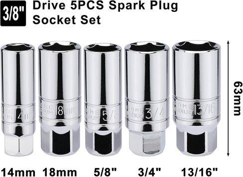 مجموعة Mayouko 5 قطع 3/8 بوصة محرك اعة التوصيل، متري&SAE، CR-V، 5/8 بوصة، 3/4 بوصة، 13/16 بوصة، 14 مم، 18 مم in Kuwait