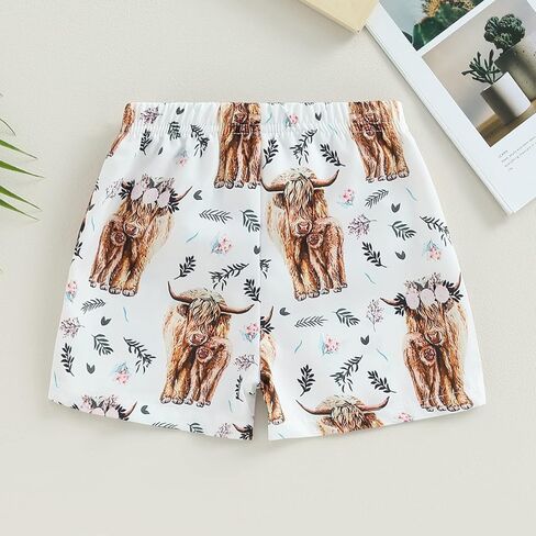 Licupiee شورت غربي للأطفال الصغار من Licupiee، ملابس شاطئ صيفية مطبوعة على شكل بقرة، ملابس سباحة على الشاطئ، شورتات سباحة (بقرة، 2-3 سنوات) in Kuwait