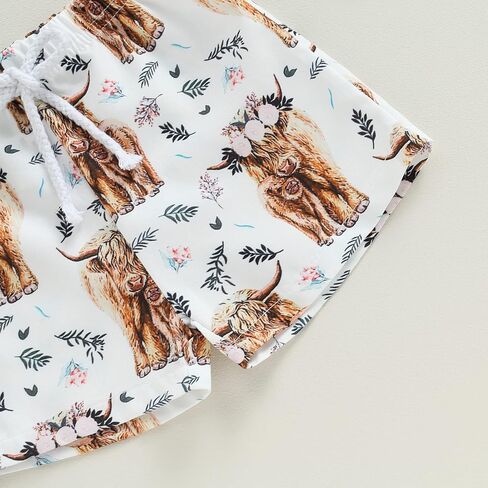 Licupiee شورت غربي للأطفال الصغار من Licupiee، ملابس شاطئ صيفية مطبوعة على شكل بقرة، ملابس سباحة على الشاطئ، شورتات سباحة (بقرة، 2-3 سنوات) in Kuwait