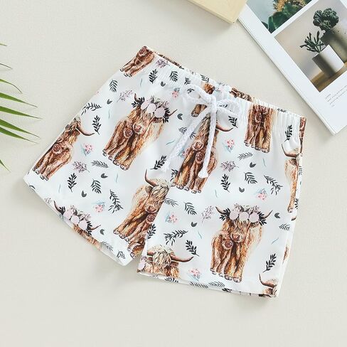 Licupiee شورت غربي للأطفال الصغار من Licupiee، ملابس شاطئ صيفية مطبوعة على شكل بقرة، ملابس سباحة على الشاطئ، شورتات سباحة (بقرة، 2-3 سنوات) in Kuwait