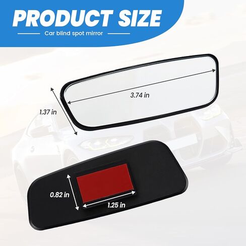 2-Pack Blind Spot Mirrors for Cars - 3.7" x 1.4" HD Rectangular Glass, Adjustable Convex Wide Angle Rearview, Fits Most Cars, Trucks, SUVs, Universal Automotive Exterior Accessories (Black) in Kuwait
