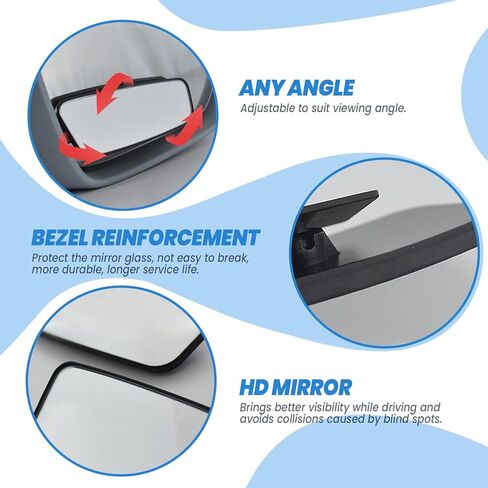 2-Pack Blind Spot Mirrors for Cars - 3.7" x 1.4" HD Rectangular Glass, Adjustable Convex Wide Angle Rearview, Fits Most Cars, Trucks, SUVs, Universal Automotive Exterior Accessories (Black) in Kuwait