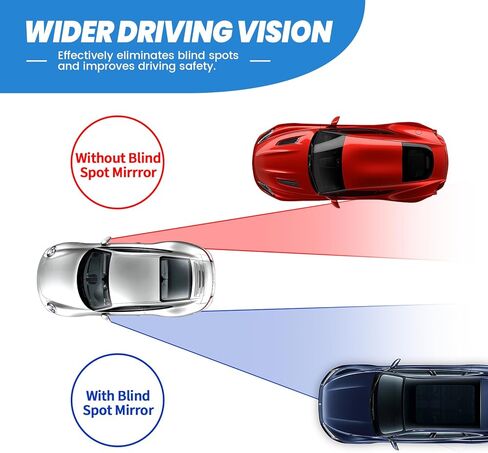 2-Pack Blind Spot Mirrors for Cars - 3.7" x 1.4" HD Rectangular Glass, Adjustable Convex Wide Angle Rearview, Fits Most Cars, Trucks, SUVs, Universal Automotive Exterior Accessories (Black) in Kuwait