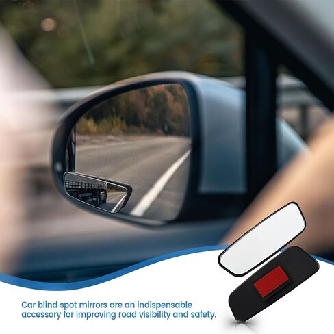 2-Pack Blind Spot Mirrors for Cars - 3.7" x 1.4" HD Rectangular Glass, Adjustable Convex Wide Angle Rearview, Fits Most Cars, Trucks, SUVs, Universal Automotive Exterior Accessories (Black) in Kuwait