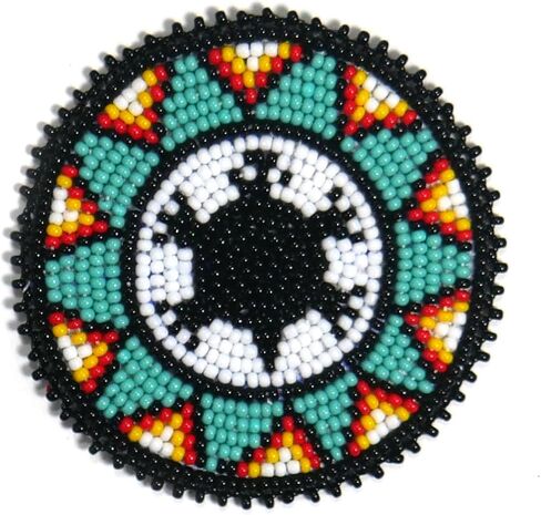 Handmade Beaded Rosette Medallion Patch Applique Native American Style (3.0 inch Black Sunburst) in Saudi Arabia