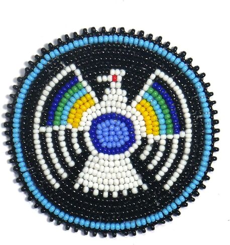 Handmade Beaded Rosette Medallion Patch Applique Native American Style (3.0 inch Black Sunburst) in Saudi Arabia