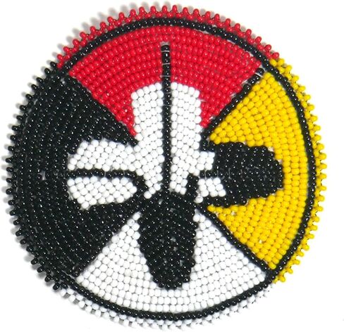 Handmade Beaded Rosette Medallion Patch Applique Native American Style (3.0 inch Black Sunburst) in Saudi Arabia