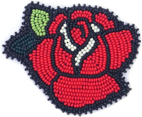 Handmade Beaded Rosette Medallion Patch Applique Native American Style (3.0 inch Black Sunburst) in Saudi Arabia