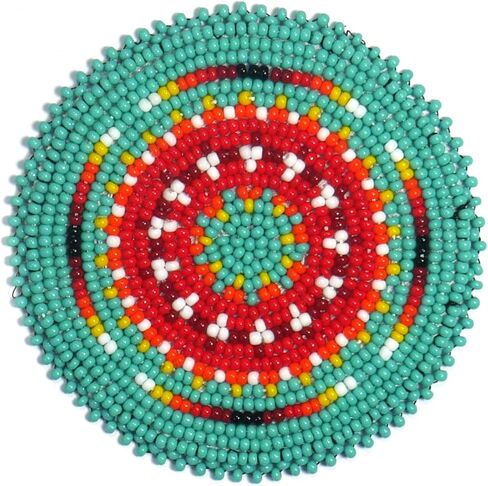 Handmade Beaded Rosette Medallion Patch Applique Native American Style (3.0 inch Black Sunburst) in Saudi Arabia