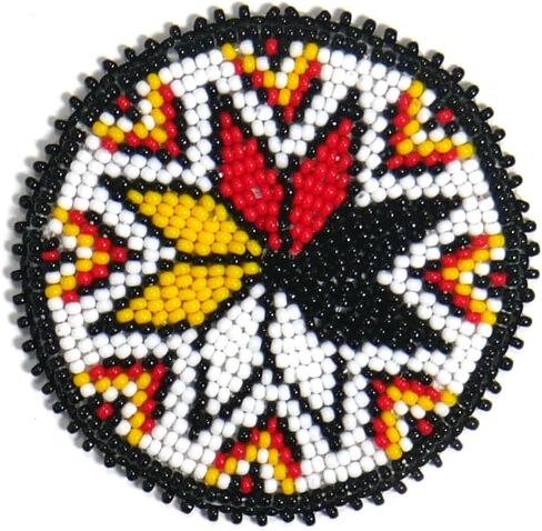 Handmade Beaded Rosette Medallion Patch Applique Native American Style (3.0 inch Black Sunburst) in Saudi Arabia