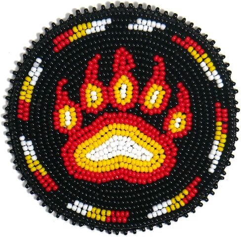 Handmade Beaded Rosette Medallion Patch Applique Native American Style (3.0 inch Black Sunburst) in Saudi Arabia