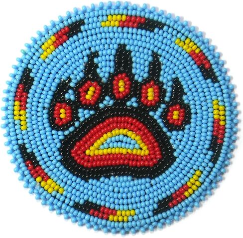 Handmade Beaded Rosette Medallion Patch Applique Native American Style (3.0 inch Black Sunburst) in Saudi Arabia