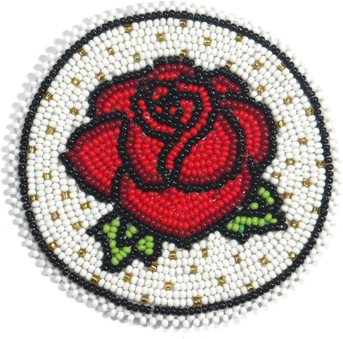 Handmade Beaded Rosette Medallion Patch Applique Native American Style (3.0 inch Black Sunburst) in Saudi Arabia