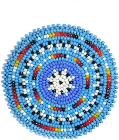 Handmade Beaded Rosette Medallion Patch Applique Native American Style (3.0 inch Black Sunburst) in Saudi Arabia