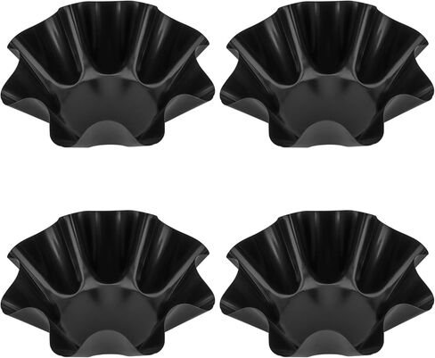 JEUIHAU 4 قطع 7 بوصة صانع وعاء التورتيلا، 8 بتلات على شكل قالب سلطة تاكو، مقالي تورتيلا شل المقالي تاكو شل صانع لأوعية التاكو، السلطات، الانخفاضات، أسود in Kuwait