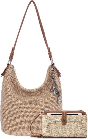 حقيبة Sak Sequoia Hobo وحقيبة Iris كبيرة للهاتف الذكي عبر الجسم من الكروشيه - مجموعة حقائب يد للاستخدام اليومي والسفر - حزمة من الخيزران in Saudi Arabia