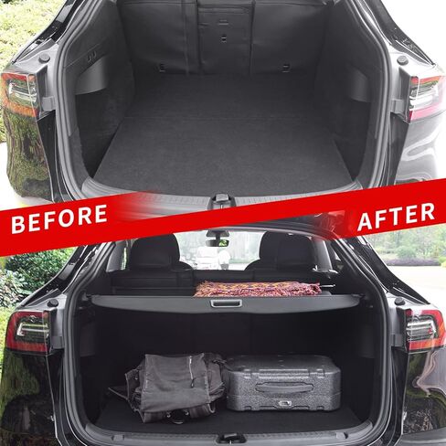 غطاء الشحن Xipoo متوافق مع غطاء الشحن Tesla Model Y غطاء صندوق السيارة الخلفي القابل للسحب غطاء الدرع الأسود الآمن لملحقات 2022 2021 2020 Tesla Model Y in Kuwait