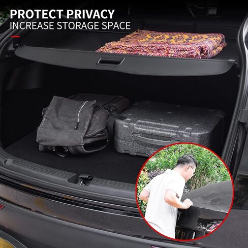 غطاء الشحن Xipoo متوافق مع غطاء الشحن Tesla Model Y غطاء صندوق السيارة الخلفي القابل للسحب غطاء الدرع الأسود الآمن لملحقات 2022 2021 2020 Tesla Model Y in Kuwait