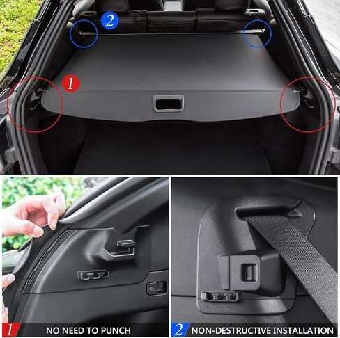 غطاء الشحن Xipoo متوافق مع غطاء الشحن Tesla Model Y غطاء صندوق السيارة الخلفي القابل للسحب غطاء الدرع الأسود الآمن لملحقات 2022 2021 2020 Tesla Model Y in Kuwait