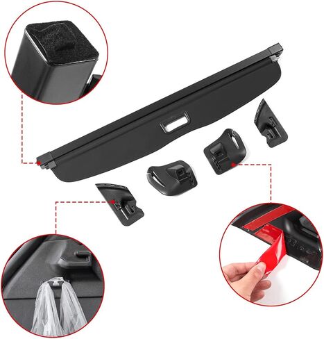 غطاء الشحن Xipoo متوافق مع غطاء الشحن Tesla Model Y غطاء صندوق السيارة الخلفي القابل للسحب غطاء الدرع الأسود الآمن لملحقات 2022 2021 2020 Tesla Model Y in Kuwait