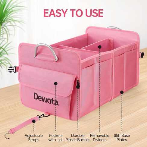 Trunk Organizer for Car Sturdy Collapsible, Car Organizer Pink for Women, Car Trunk Organizer Back Seat in Saudi Arabia
