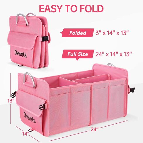 Trunk Organizer for Car Sturdy Collapsible, Car Organizer Pink for Women, Car Trunk Organizer Back Seat in Saudi Arabia