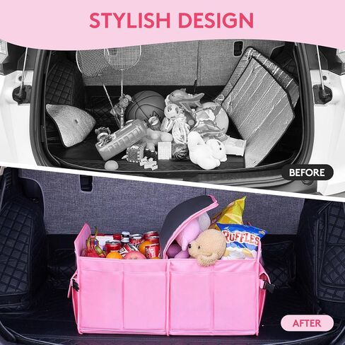 Trunk Organizer for Car Sturdy Collapsible, Car Organizer Pink for Women, Car Trunk Organizer Back Seat in Saudi Arabia