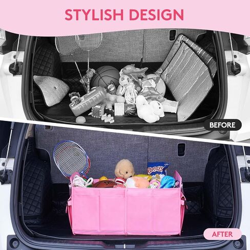 Trunk Organizer for Car Sturdy Collapsible, Car Organizer Pink for Women, Car Trunk Organizer Back Seat in Saudi Arabia