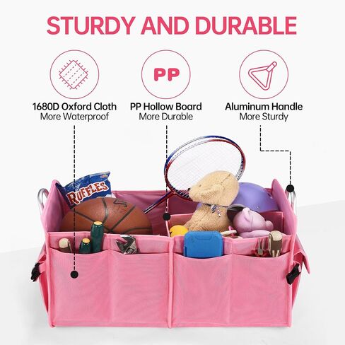 Trunk Organizer for Car Sturdy Collapsible, Car Organizer Pink for Women, Car Trunk Organizer Back Seat in Saudi Arabia