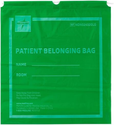 حقيبة Medline NON026320LG، تنتمي للمريض، برباط، أخضر ليموني (عبوة من 250 قطعة) in Saudi Arabia