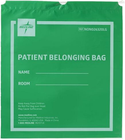 حقيبة Medline NON026320LG، تنتمي للمريض، برباط، أخضر ليموني (عبوة من 250 قطعة) in Saudi Arabia