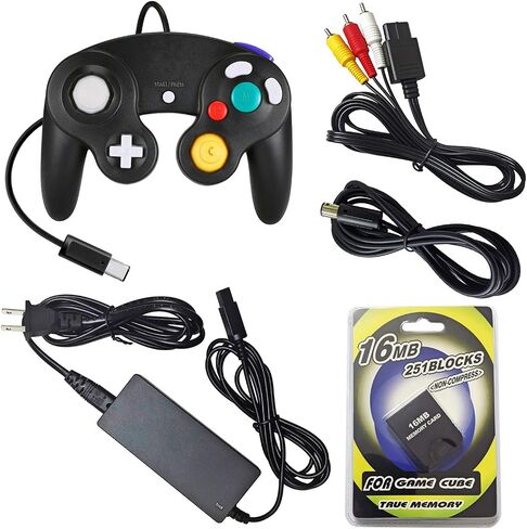 حزمة ملحقات AreMe المتوافقة مع Gamecube - محول التيار المتردد وكابل AV ووحدة التحكم السلكية وكابل التمديد وبطاقة الذاكرة لنظام Gamecube NGC in Saudi Arabia