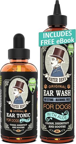 مجموعة أدوات العناية بالأذن الأصلية للكلاب من MISTER BEN - تتضمن منشطًا وغسولًا in Kuwait