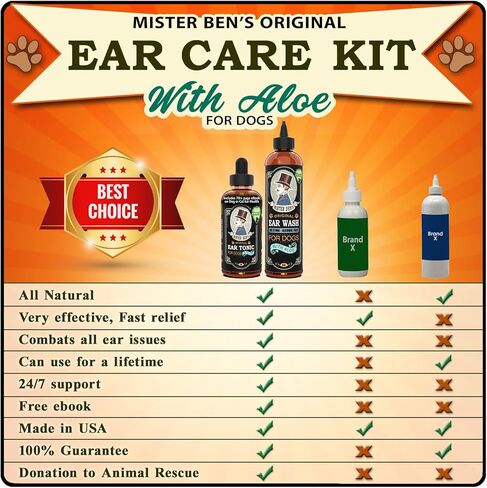 مجموعة أدوات العناية بالأذن الأصلية للكلاب من MISTER BEN - تتضمن منشطًا وغسولًا in Kuwait