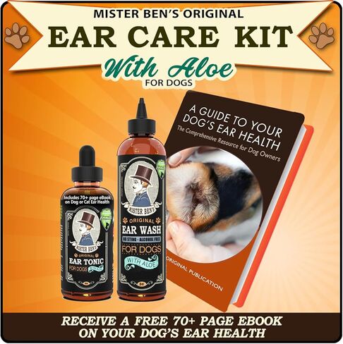 مجموعة أدوات العناية بالأذن الأصلية للكلاب من MISTER BEN - تتضمن منشطًا وغسولًا in Kuwait