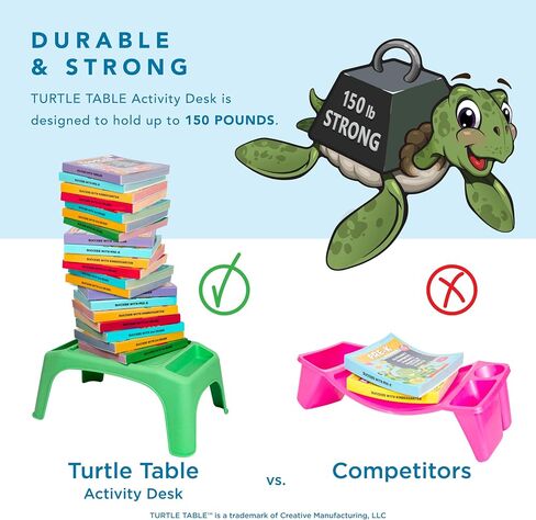LapGear Turtle Table Kids Activity Lap Desk Tray with Storage Wells for Snacks, Play, Classroom and Sensory Toys, Pack of 8, Black in Saudi Arabia