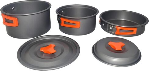 أدوات طهي ecox Outdoors 2 قدر 1 مقلاة 3 أوعية 1 ملعقة 1 إسفنجة للتخييم خفيفة الوزن على الظهر مجموعة الطبخ مثالية للمشي لمسافات طويلة والتخييم وفي الهواء الطلق CS3P10P in Kuwait