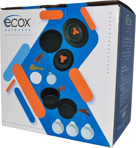 أدوات طهي ecox Outdoors 2 قدر 1 مقلاة 3 أوعية 1 ملعقة 1 إسفنجة للتخييم خفيفة الوزن على الظهر مجموعة الطبخ مثالية للمشي لمسافات طويلة والتخييم وفي الهواء الطلق CS3P10P in Kuwait
