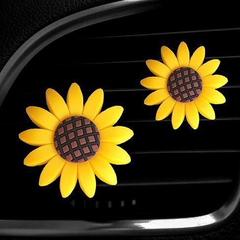 2 قطعة عباد الشمس تنفيس الهواء كليب زهرة اكسسوارات السيارات لطيف سيارة الهواء المعطر زهرة الشمس هدية زينة سحر سيارة كليب الداخلية تنفيس الهواء ديكور in Kuwait