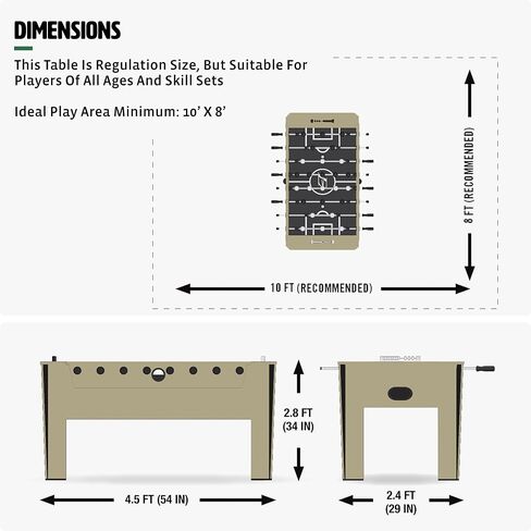 طاولة كرة قدم بحجم المنافسة الرسمية مقاس 54 بوصة من EastPoint Sports - طاولة ألعاب كرة قدم ومجموعة كرات كرة قدم كاملة مع قضبان سريعة التوصيل وتسجيل الخرز in Kuwait