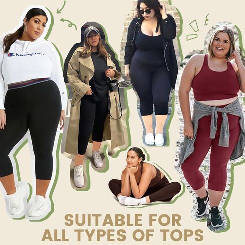 HLTPRO 3 قطع من السراويل الضيقة بمقاس كبير مع جيوب للنساء - سراويل يوجا ناعمة سوداء عالية الخصر للتحكم في البطن للتمرين في صالة الألعاب الرياضية in Kuwait