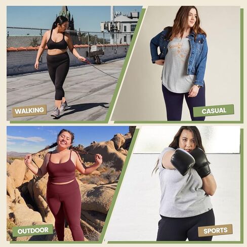 HLTPRO 3 قطع من السراويل الضيقة بمقاس كبير مع جيوب للنساء - سراويل يوجا ناعمة سوداء عالية الخصر للتحكم في البطن للتمرين في صالة الألعاب الرياضية in Kuwait